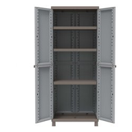 Terry Armadietto alto doppia anta 3 ripiani regolabili serie C-Rattan 68x39x170 cm Grigio/Tortora 2680 